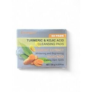 Evangtor 50 PCS Pads Turmeric & Kojic Acid Cleansing Pads Clarity & Dark Spots